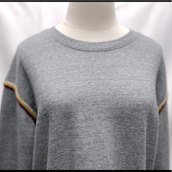 Madewell Embroidered-Trim Crop Sweatshirt Grey Sz Medium - Picture 9 of 12